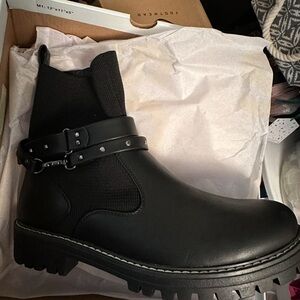 Black Ankle Boots with Buckle Detail